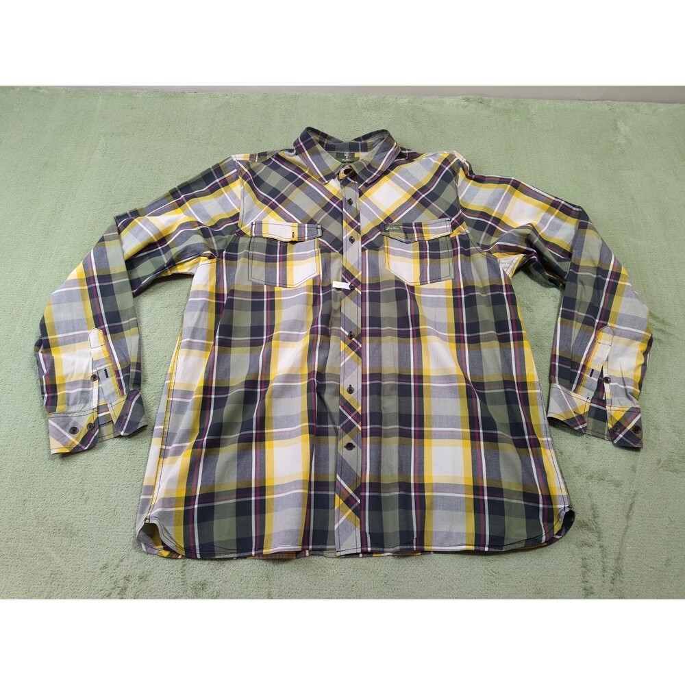 LRG Men’s Shirt 3XL Button Up Long Sleeve Plaid Yellow Western Check Streetwear